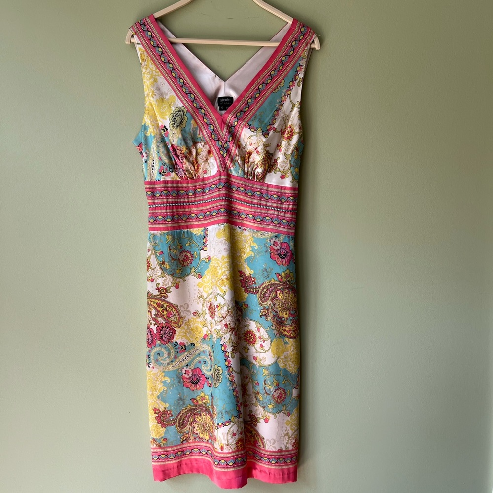 Nicole By Nicole Miller Silk Floral Sleeveless Sheath dress